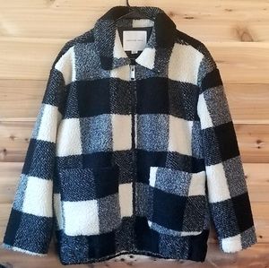 American Eagle Plaid Sherpa Jacket